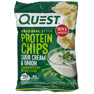 Quest Nutrition Original Style Protein Chips, Sour Cream & Onion, 12 Pack, 1.1 oz (32 g) Each