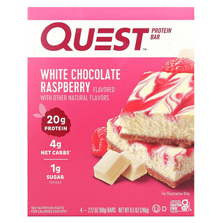 Quest Nutrition, Protein Bar, White Chocolate Raspberry, 4 Bars, 2.12 oz (60 g) Each