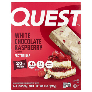Quest Nutrition, протеиновый батончик, белый шоколад и малина, 4 шт. по 60 г (2,12 унции)