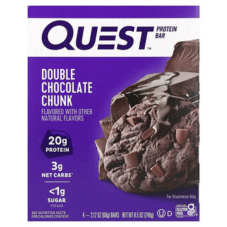 Quest Nutrition, Μπάρα πρωτεΐνης, διπλό κομμάτι σοκολάτας, 4 μπάρες, 2.12 oz (60 g) το καθένα