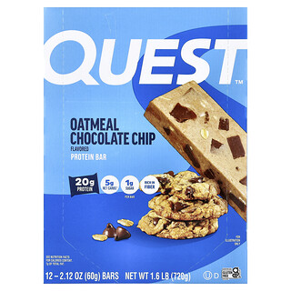 Quest Nutrition, Barrita de proteína, Avena en chispas de chocolate, 12 barritas, 60 g (2,12 oz) cada una