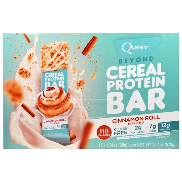 Quest Nutrition, Beyond Cereal Protein Bar, Cinnamon Roll, 15 Bars, 1.34 oz (38 g) Each iHerb