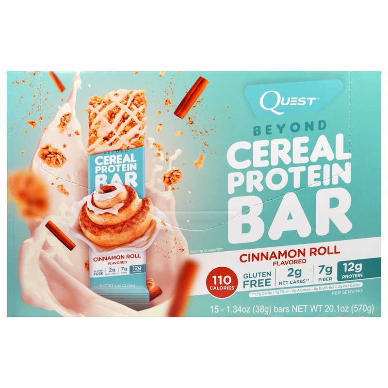 Quest Nutrition, Beyond Cereal Protein Bar, Cinnamon Roll, 15 Bars, 1.