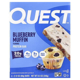 Quest Nutrition, 蛋白棒，蓝莓松饼味，4 根，每根 2.12 盎司（60 克）