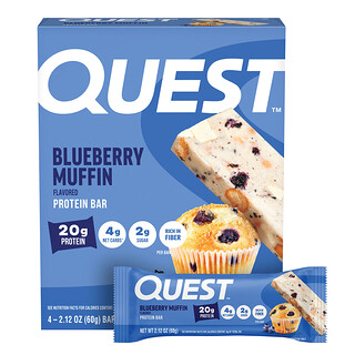 Quest Nutrition, Proteinriegel, Heidelbeermuffin, 4 Riegel, je 60 g