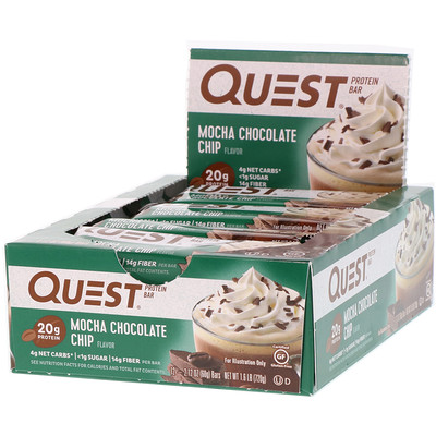 Quest Nutrition протеиновый батончик, со вкусом мокка и шоколада, 12 батончиков, весом 60 г (2,12 унции) каждый