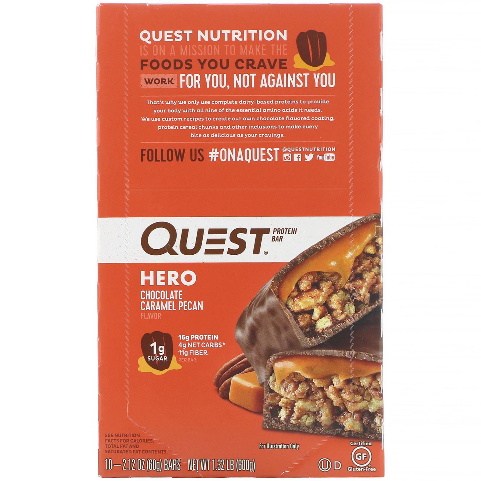 Quest Nutrition ヒーロープロテインバー チョコレートキャラメルピーカン 10本 各60g 2 12オンス Iherb