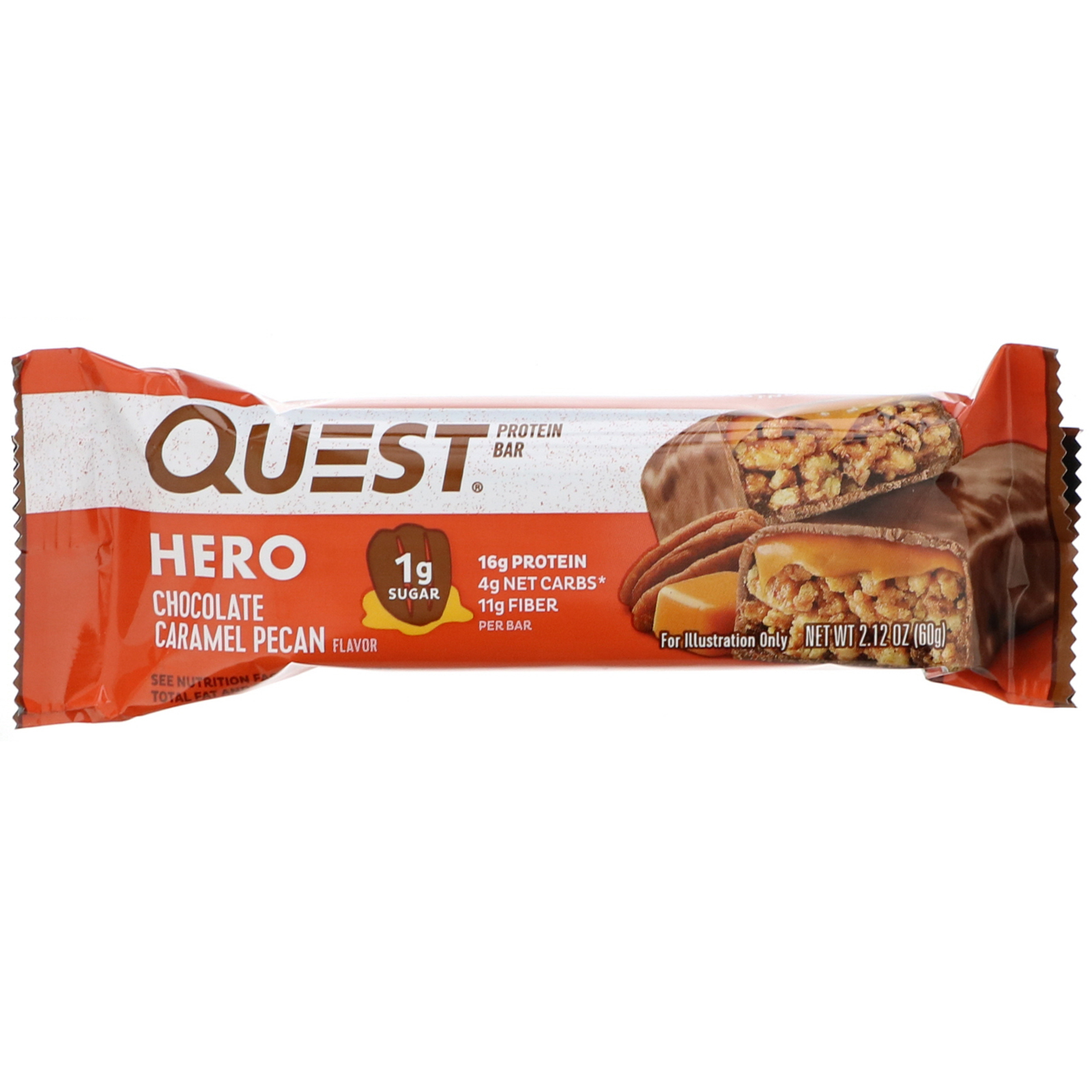 Quest Nutrition, Hero Protein Bar, Chocolate Caramel Pecan, 10 Bars, 2. ...