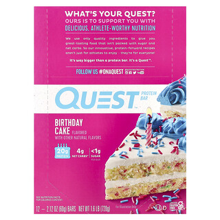Quest Nutrition, Protein Bar, Doğum Günü Pastası, 12 Bar, Her biri 2,12 oz (60 g)