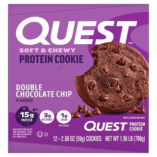 Quest Nutrition, Galletas proteicas, Chips de chocolate intenso, 12 galletas, 59 g (2,08 oz) cada una