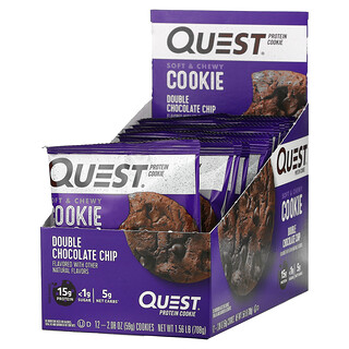 Quest Nutrition, Protein Cookie, двойная шоколадная крошка, 12 пакетиков, 59 г (2,08 унции)