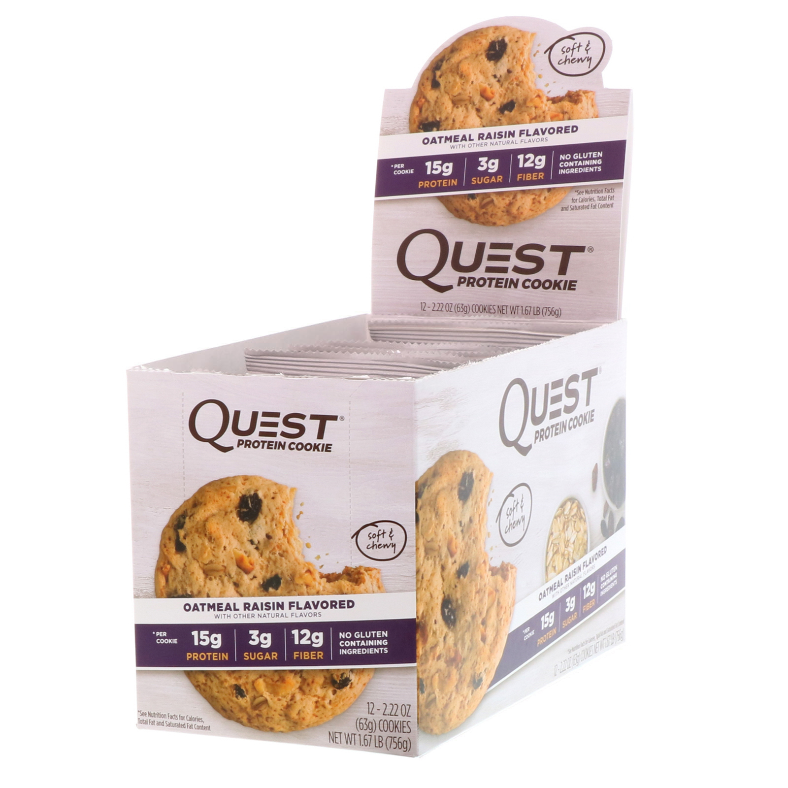 Quest Nutrition プロテインクッキー オートミールレーズン 12パック 各2 22 Oz 63 G Iherb
