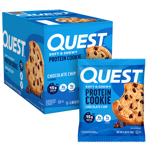Quest Nutrition, Protein Cookie, Chocolate Chip, 12 Cookies, 2.08 oz (59 g) Each