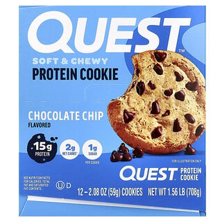 Quest Nutrition, Protein Kurabiyesi, Çikolata Parçalı, 12 Kurabiye, Her Biri 2,08 oz (59 gr)