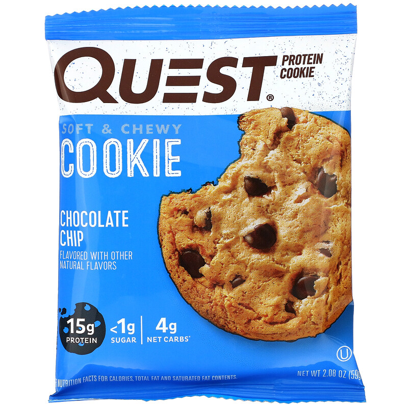 Quest Nutrition, Protein Cookie, Chocolate Chip, 12 Pack, 2.08 oz (59 g ...