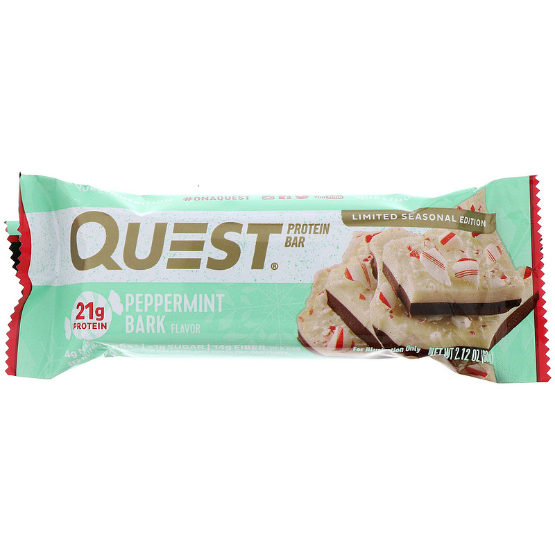 Quest Nutrition, Protein Bar, Peppermint Bark, 12 Bars, 2.12 oz (60 g ...