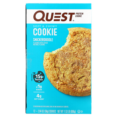 Купить Quest Nutrition протеиновое печенье, со вкусом печенья сникердудл, 12 шт по 58 г (2, 04 унции)