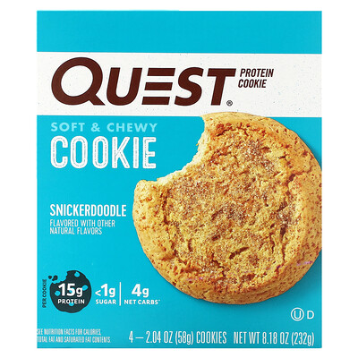 

Quest Nutrition Протеиновое печенье Snickerdoodle 4 пакетика 58 г (2 04 унции)