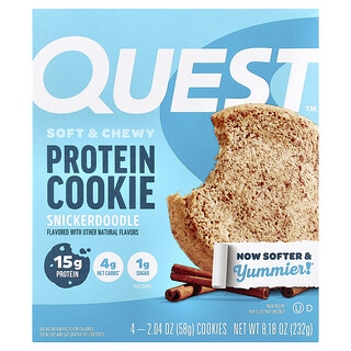 Quest Nutrition, プロテインクッキー、Snickerdoodle（スニッカードゥードル）、4枚、各58g（2.04オンス）