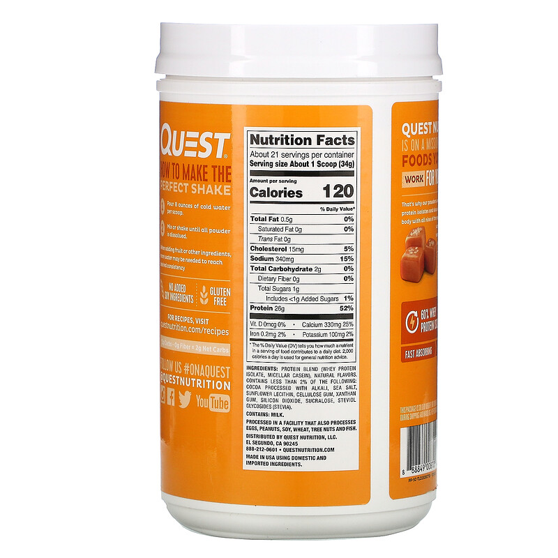 Quest Nutrition, Protein Powder, Salted Caramel, 1.6 lb (726 g) - iHerb