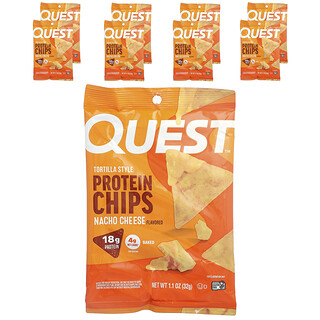 Quest Nutrition, Tortilla-stijl proteïnechips, nachokaas, 8 zakjes, elk 32 g