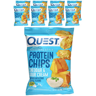 Quest Nutrition, Chipsuri proteice în stil original, cheddar și smântână, 8 pungi, 1,1 oz (32 g) fiecare