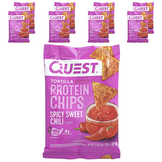 Quest Nutrition, Tortilla-stijl proteïnechips, pittige zoete chili, 8 zakjes, 32 g per stuk