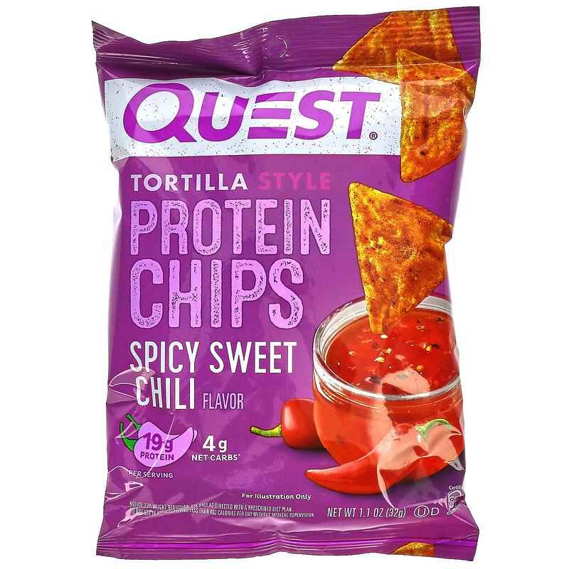 Quest Nutrition, Tortilla Style Protein Chips, Spicy Sweet Chili, 8