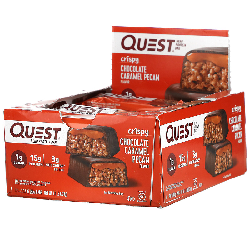 Quest Nutrition, Hero Protein Bar, Crispy Chocolate Caramel Pecan, 12
