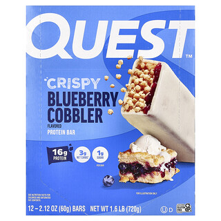 Quest Nutrition, Eiwitreep, knapperige bosbessencrumble, 12 repen, 60 g per stuk