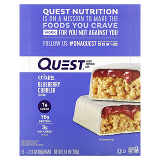 Quest Nutrition, Hero Protein Bar, Crispy Blueberry Cobbler, 12 Bars, 2.12 oz (60 g) Each