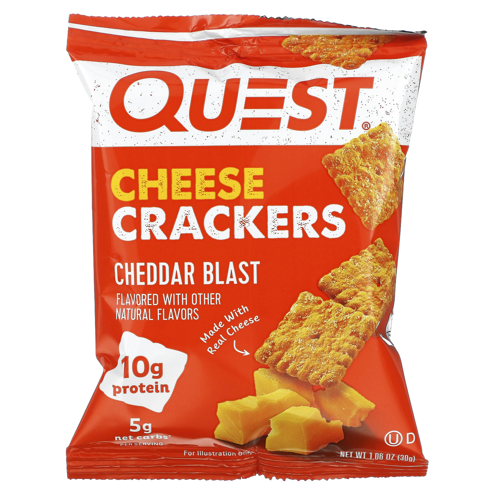 Quest Nutrition, Cheese Crackers, Cheddar Blast, 4 Bags, 1.06 oz (30 g