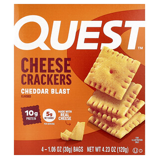 Quest Nutrition, Cheese Crackers, Cheddar Blast, 4 Bags, 30 g Each
