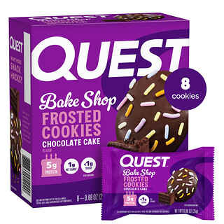 Quest Nutrition, Bake Shop, Sušienky s polevou, Čokoládový koláč, 8 sušienok, každá po 25 g