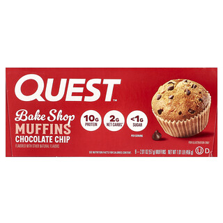 Quest Nutrition, Bake Shop Muffins, Chocolade Chip, 8 Muffins, 2,01 oz (57 g) per stuk