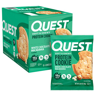 Quest Nutrition, Proteínová sušienka, biela čokoláda s makadamovými sušienkami, 12 sušienok, každá po 58 g