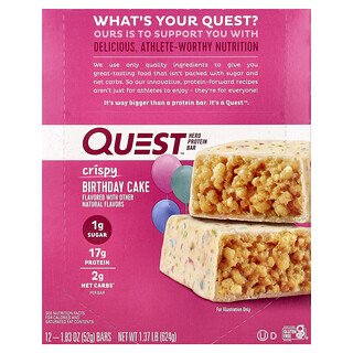 Quest Nutrition, Hero Proteinreep, Knapperige Verjaardagstaart, 12 repen, 52 g per stuk