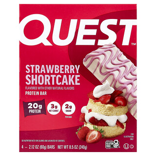 Quest Nutrition, Barrita proteica, Tarta de fresas, 4 barritas, 60 g (2,12 oz) cada una