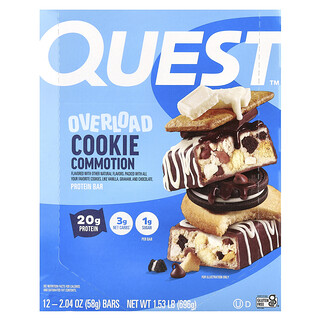 Quest Nutrition, Barre protéinée en surcharge, Cookie, 12 barres, 58 g chacune