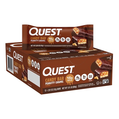 Quest Nutrition, Candy Bar, Peanutty Caramel, 12 Bars, 2.01 oz (57 g) Each