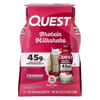 Quest Nutrition, Protein Sütlü İçecek, Çilek, 4 Şişe, Her Biri 14 fl oz (414 ml)