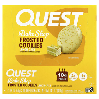 Quest Nutrition, Bake Shop, Galletas heladas, Pastel de limón, 8 paquetes, 50 g (1,76 oz) cada uno