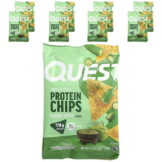 Quest Nutrition, Tortilla-stijl proteïnechips, salsa verde, 8 zakjes, 32 g per stuk