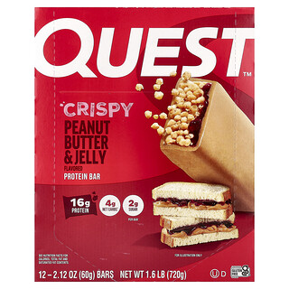 Quest Nutrition, Protein Bar, Crispy Peanut Butter & Jelly, 12 Bars, 2.12 oz (60 g) Each