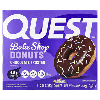 Quest Nutrition, 烘焙店甜甜圈，巧克力糖霜，4 個，每個 2.36 盎司（67 克）