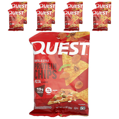 Quest Nutrition, Chips de proteína estilo tortilla, Pizza, 8 bolsas, 32 g (1,1 oz) cada una