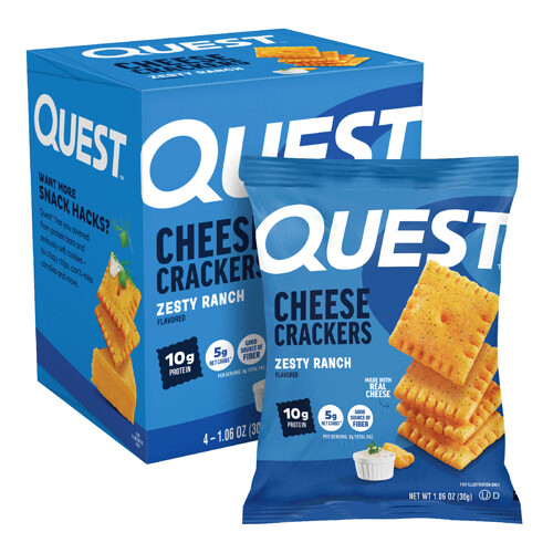 Quest Nutrition, Cheese Crackers, Zesty Ranch, Käse-Cracker, 4 Tüten, je 30 g (1,06 oz.).