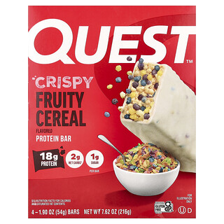 Quest Nutrition, протеиновый батончик, хрустящие фруктовые хлопья, 4 батончика по 54 г (1,9 унции)