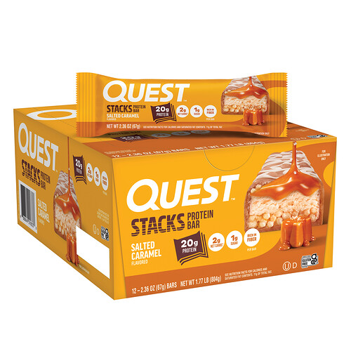 Quest Nutrition, Stacks, Protein Bar, Salted Caramel, 12 Bars, 2.36 oz (67 g) Each