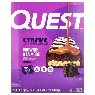 Quest Nutrition, Stacks, Proteinreep, Brownie A La Mode, 12 repen, 67 g per stuk
